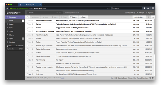ProtonMail Inbox 2015